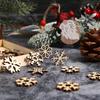 50Pcs Christmas Snowflake Wooden Cutouts Assorted Designs DIY Craft Embellishments Decorations for Party Tree Window Wall