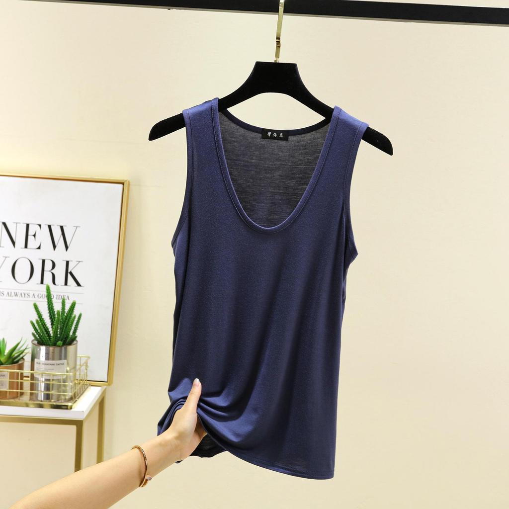 6XL Oval Collar Stretch Loose Vest Summer Modal Fashion All-match Large Size Bottoming Shirt Hem Arc Women's Top