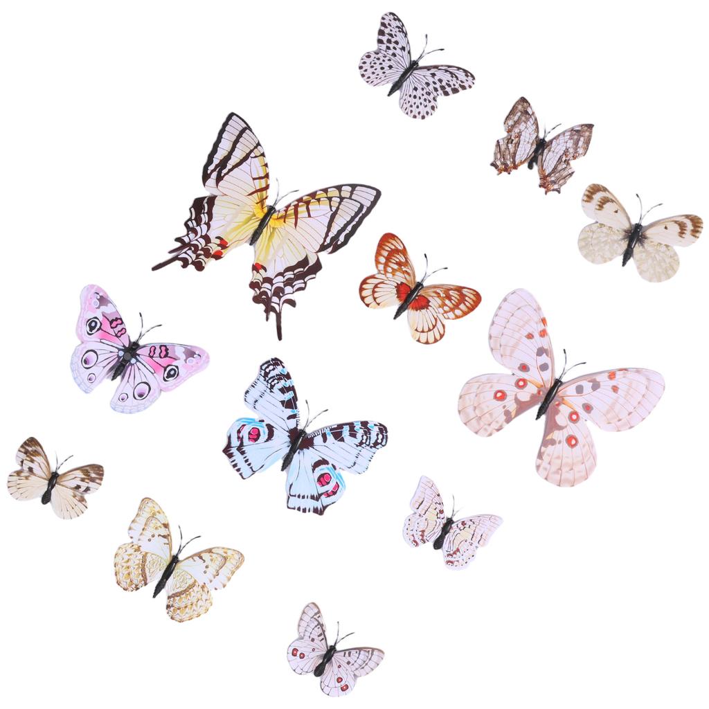 12Pcs 3D Butterfly Wall Stickers Decor Butterflies for Wedding Decoration Magnet Fridge Decals Decoration Sticker Color Sticker