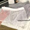 Herren Ultra-Dünne Mesh Eis-Seide Boxer Briefs - Atmungsaktiv, Transparent, Erotisches Seidiges Viereckiges Design