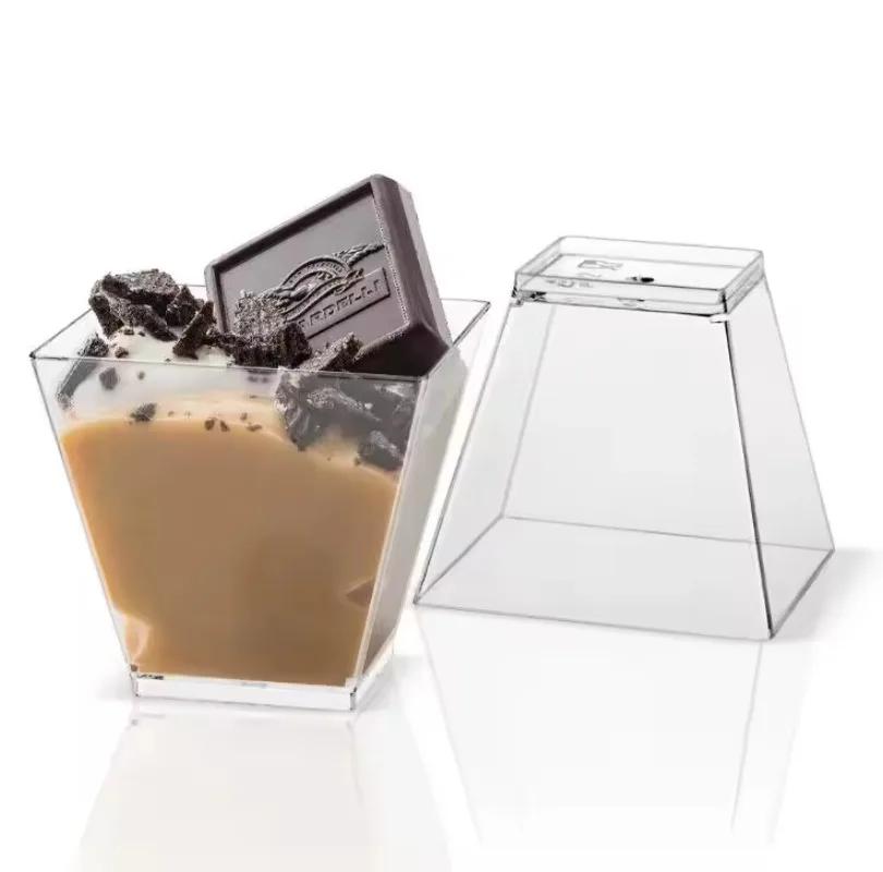 60ml 50Pcs Clear Plastic Party Ice Cream Cups with Lids and Reusable Spoons for Tasting Appetizers Serving Bowl