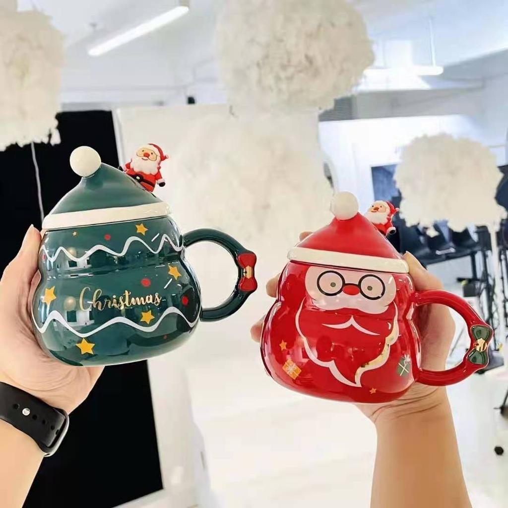High-value Creative Christmas Snowman Mug with Lid with Spoon Christmas Gift Mug Dorky Mug Couple Mug