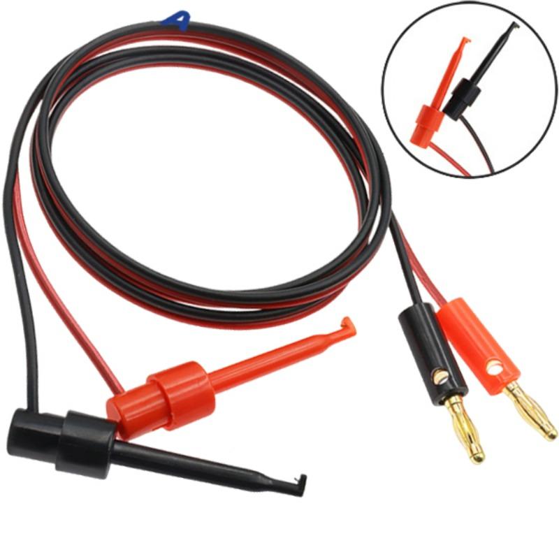 1M 4mm Banana Plug To Electric Hook Clip Test Cable Gold Plated for Multimeter Test Leads Wire Connector Red Black Banana Tester