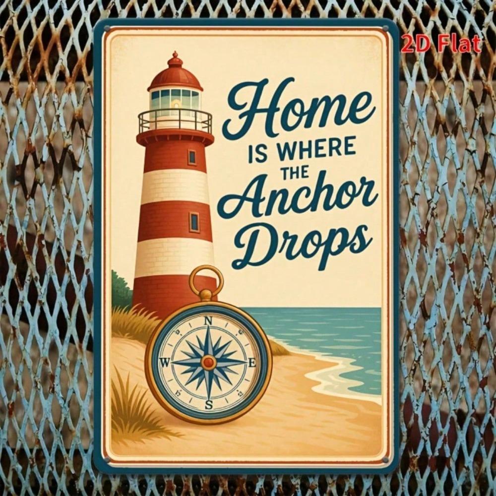 Vintage Nautical Lighthouse Tin Sign 8x12 Inch Rustic Coastal Metal Plaque Wall Decor