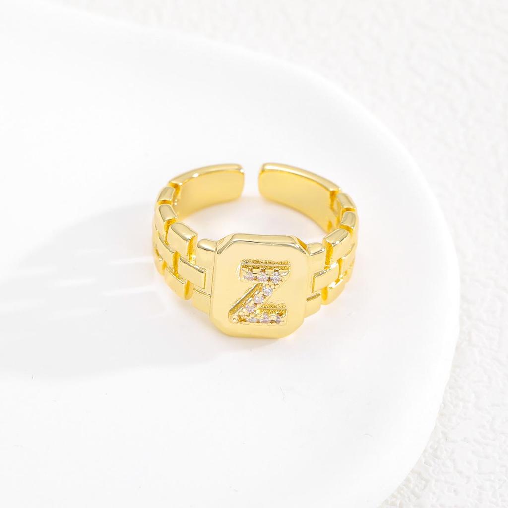 Evropský styl Horký prodej Pozlacený prsten s písmenem s designem nastavitelného pásku