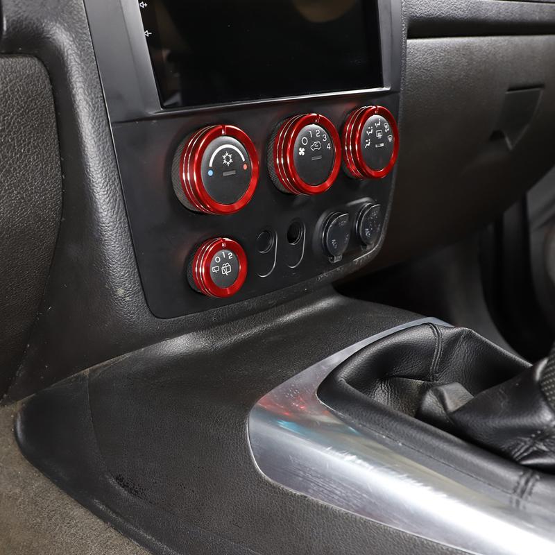 For Hummer H3 2005-2009 Aluminum Alloy Silver/Red Car Modeling Center Control Knob Ring Trim Cover Car Interior Accessories