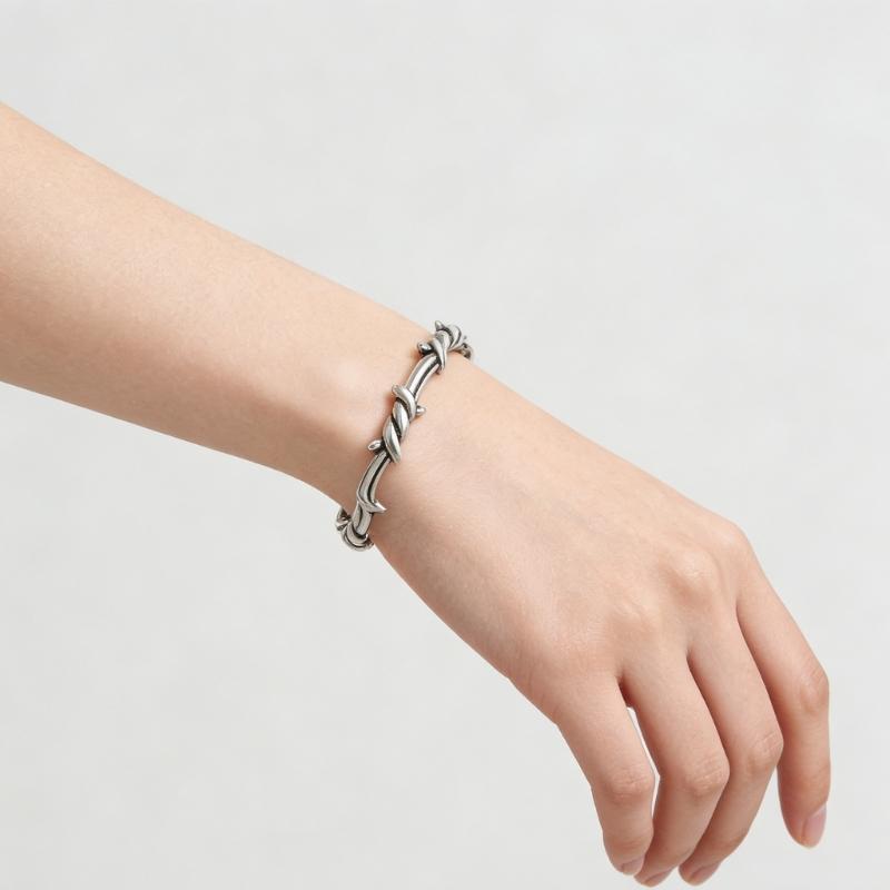 Unique Dark Gothic Thorn Punk Bracelet Stainless Steel Adjustable Closure for Men and Women Gift for Fashion Enthusiasts