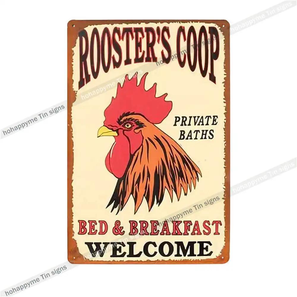 Welcome To The Funny Farm Metal Plate Tin Sign Rooster Decorative Chicken Coop Farmhouse Wall Art Iron Poster Home Decor 20x30cm