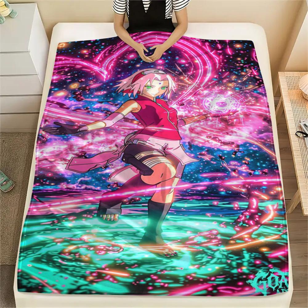 

Sakura Haruno Leisure Entertainment Print Blanket, Flannel Blanket Suitable for Indoor Rest and Outdoor Picnic Travel.-TING 75x90cm