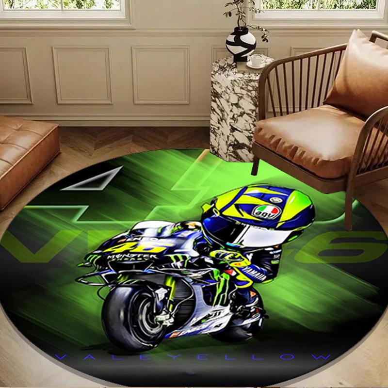 Rider Speeding Through Neon Light Round Mat Home Decor, Chair Rug For livingroom,Bedroom, Doormat Home Decor Birthday Gift Christmas Gifts