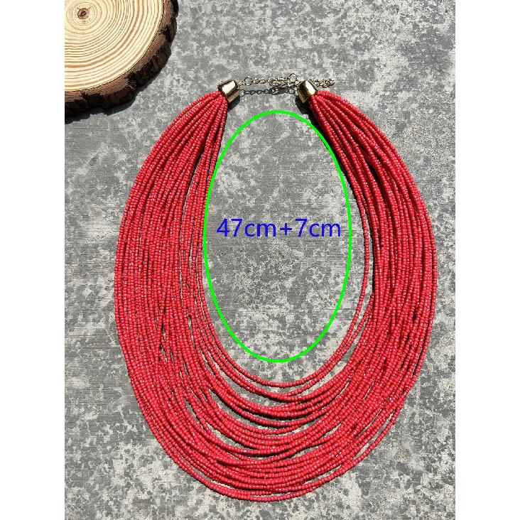 Bohemian Fashion Handmade Beaded Multi-layer Red Beaded Women's Necklaces Seaside Vacation Jewelry