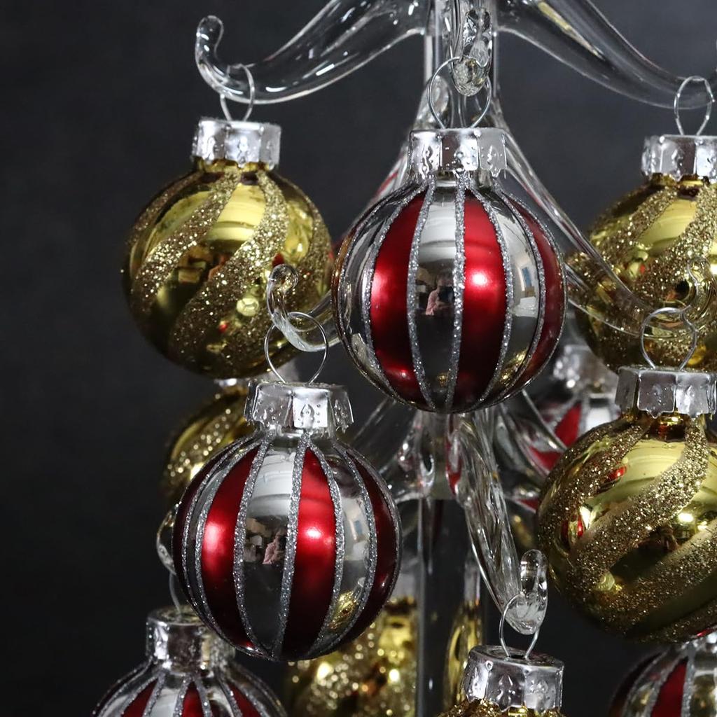 Fourcart Cute Glass Christmas Tree Ornament Set, Striped Tree