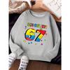 Unisex Kids Red Crewneck Sweatshirt For 4-12 Boys Girls Colorful SIX SEVEN Number 67 Heart Dot Print Soft Fleece Long Sleeve Pullover