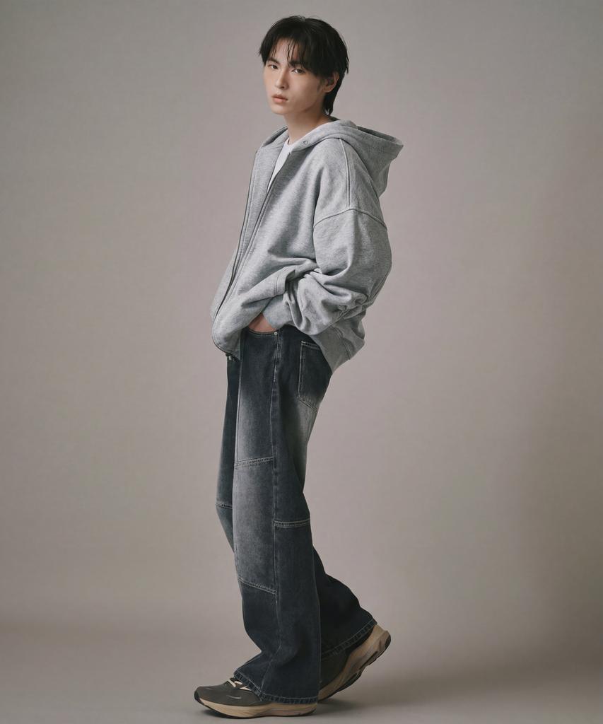 Verdnt Two-Way Metal Zipper Sweat Hoodie Zip-Up [Grey]