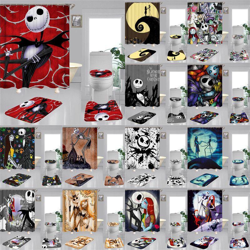 The Nightmare Before Christmas Bathroom Set With High Quality Shower Curtain And Mats
