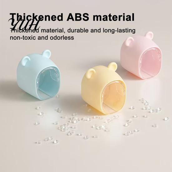 Space Saving Toothbrush Case Cute Bear Wall Mounted Holder with Dustproof Flip Cover, Single Hygienic Brush Protector Dispenser Storage Organizer,