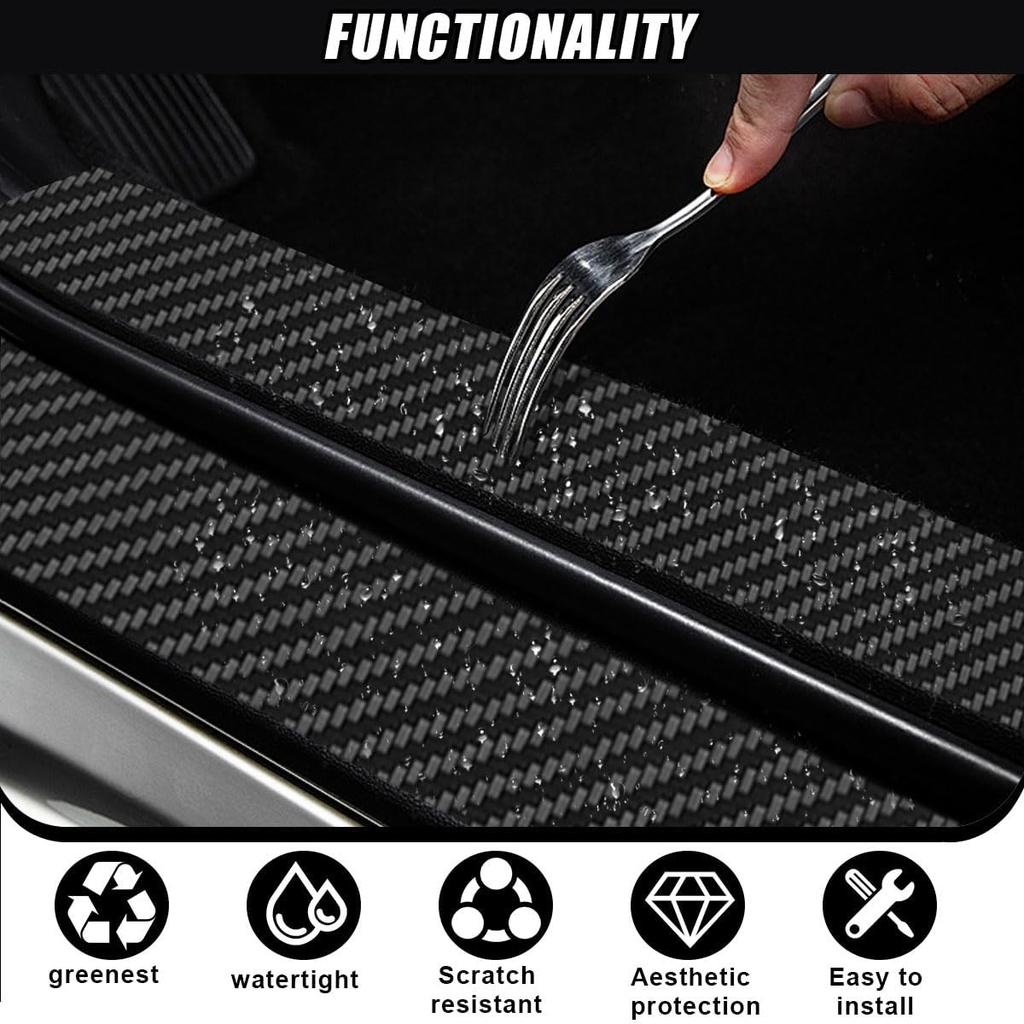 Car Door Sill Protector, Sport Carbon Fiber Threshold Guard Scuff Cover Strip, Anti-Scratch Car Door Entry Edge Protection Sticker, Auto Bumper