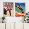 Retro Ski in America Canvas Painting Skiing Vintage Wall Kraft Posters Coated Wall Stickers Home Decoration Pictures Gift