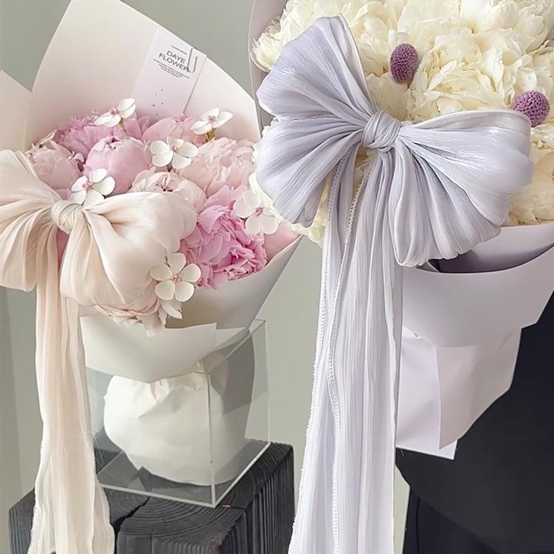 French Pearlescent Snow Satin Fabric Flower Bouquet DIY Bow Decoration Floral Art Materials