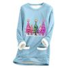 Ladies' Loose And Comfortable Round Neck Christmas Print Thick With Pockets Long Sleeved Top
