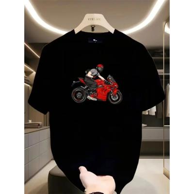 Ropa Transpirable y Divertida de Talla Grande Camiseta Estampada de Motocicleta Ducati para Hombre Top Informal de Algodón a la Moda y Guapo