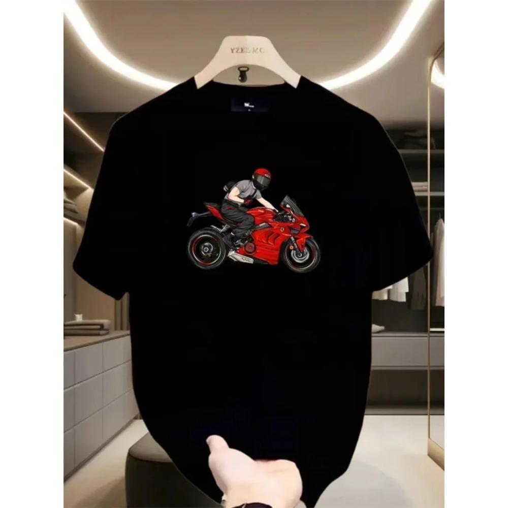 Large Size Breathable and Fun Clothes Ducati Men's Motorcycle Printed T-shirt Informal Cotton Top Fashionable and Handsome