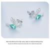 Avle S925 Sterling Silver Light Green Teardrop Hummingbird Earrings