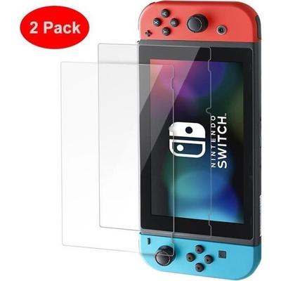 2PC 9H Explosion-proof HD Screen Protector Full Cover Tempered Glass Protective Films For Nintendo Switch