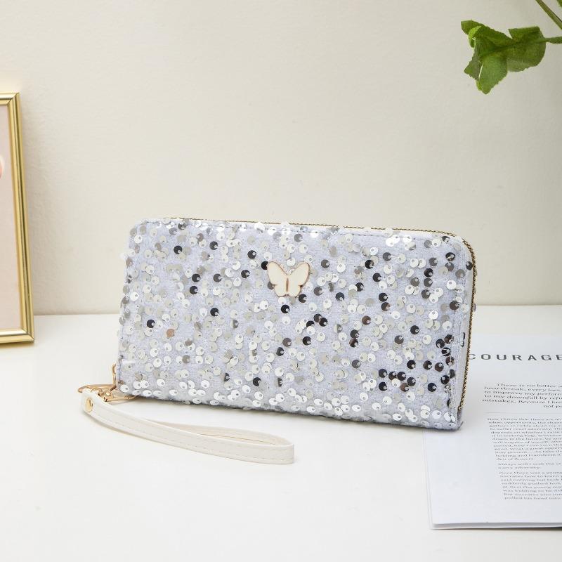 

Long wallet, women s bag, new fashionable and simple change bag, butterfly decorative clutch bag, one piece. белый
