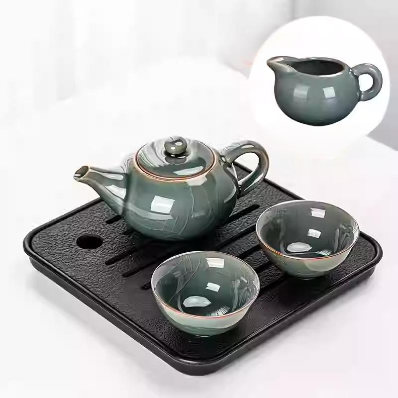 Kung Fu Tea Set Home One Pot Two Cups Tea Plate Small Ceramic Teapot Teacups Hotel Personal Small Sets Traveling
