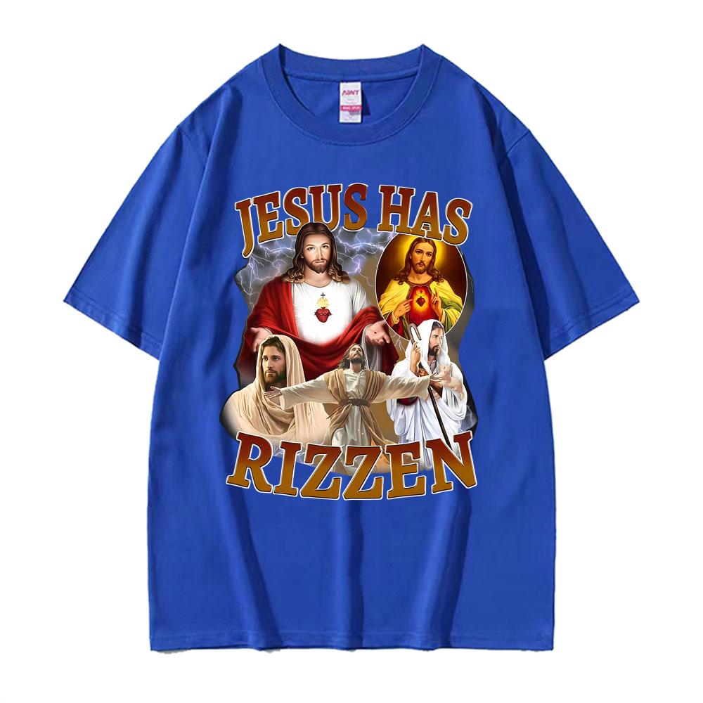 Lustiges Jesus ist auferstanden Jesus Cool Lustiges Grafik-T-Shirt Unisex Damen Komfort Oversize-T-Shirts Gothic Kleidung Kurzarm-T-Shirt