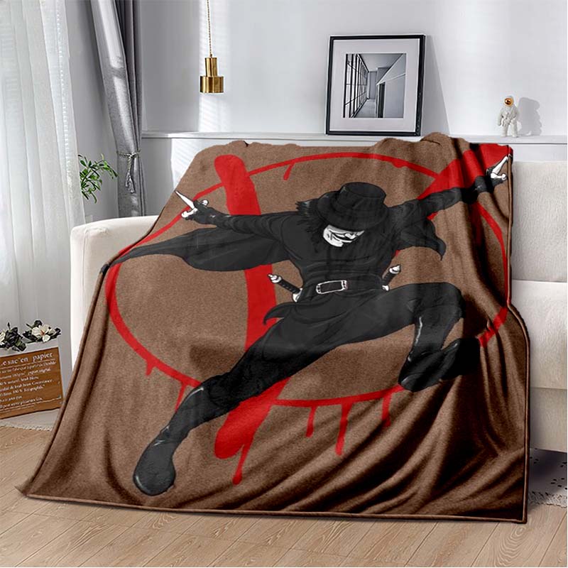 V For Vendetta Mask Red Rose Bloody V Print Soft Flannel Throw Blanket Warm Sofa Couch Bed Home Decor Cover For Comic Fans