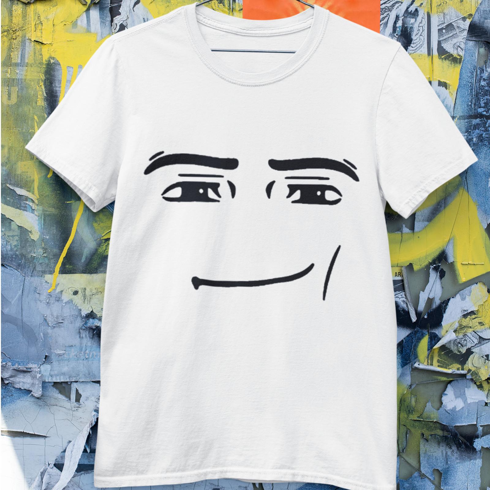 Funny Smirk Face Meme T-Shirt Minimalist Expression Graphic Tee L