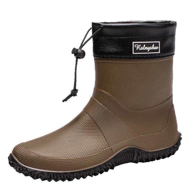 

Модные парные короткие износостойкие дождевые ботинки-трубы унисекс черные резиновые сапоги для рыбалки на открытом воздухе водонепроницаемая обувь 44/45