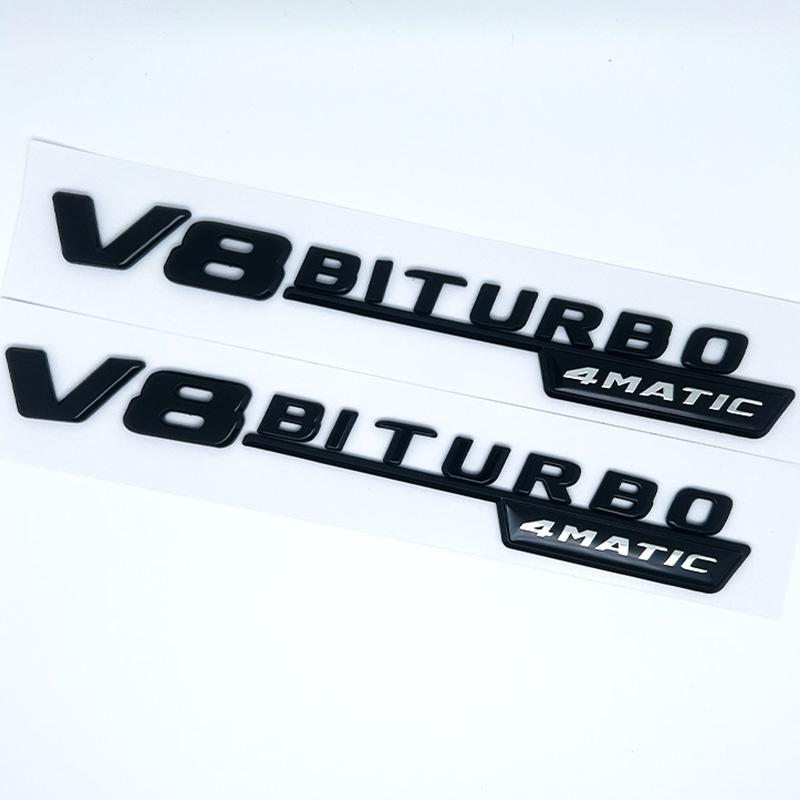 

Insignia del emblema del guardabarros del coche V8 BITURBO 4MATIC para Mercedes AMG C63S W205 E63S W212 W213 S63 W222 GLC63 GLE6