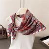 Women Square Scarf Silk Imitation Design Print Neckerchief Bandana Lady Shawl Scarves Wrap Head Hair Band Ties