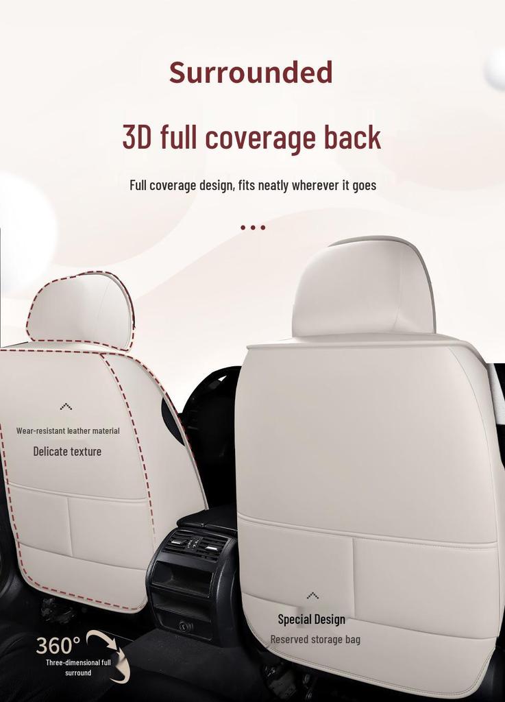 Universal Leather Car Seat Cover for All Seasons - Full Surround Cushion