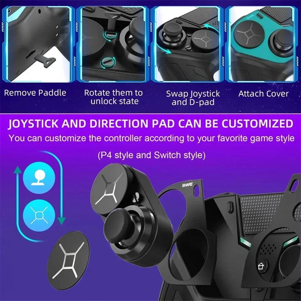 Wireless Controller Dual Vibration Bluetooth Gamepad with Programmable Turbo Function for PS4 Console PC Joystick