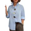 New Spring/Summer Solid Color Stand Collar Metal Button Long Sleeve Shirt