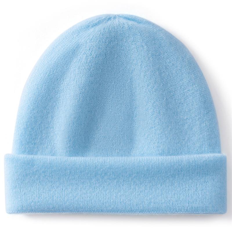 Children's Cashmere Hat% Pure Cashmere Autumn and Winter New Casual Versatile Double-layer Knitted Thermal Head Hat