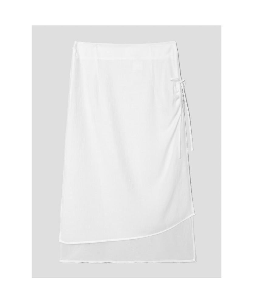8SECONDS Sheer Layered Skirt (Solid) White