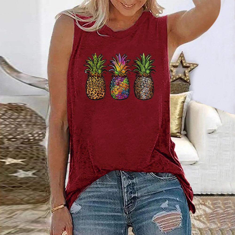 Summer Pineapple 3D Printed Tank Tops Women's Casual Streetwear Fashion Sleeveless O-Neck Vest Camisole Y2k Girl Woman Clothing
