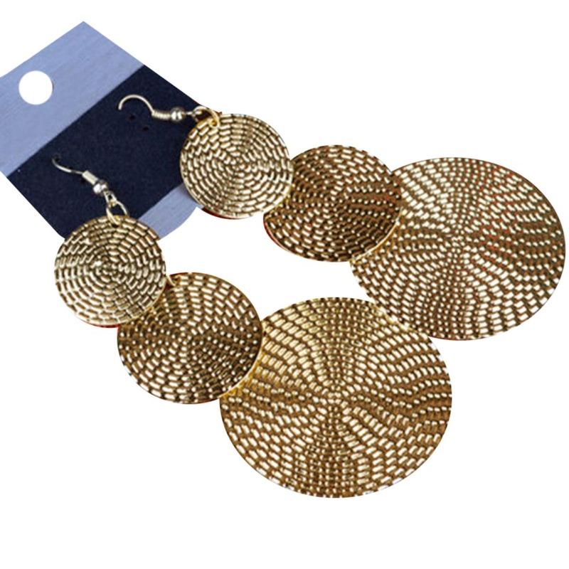 Привлекательные серьги-подвески, 3-слойные круглые длинные изящные серьги-капли золотистый