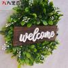 Rustic Wooden Welcome Sign With Eucalyptus Wreath Door Decor Photography Prop 30cm