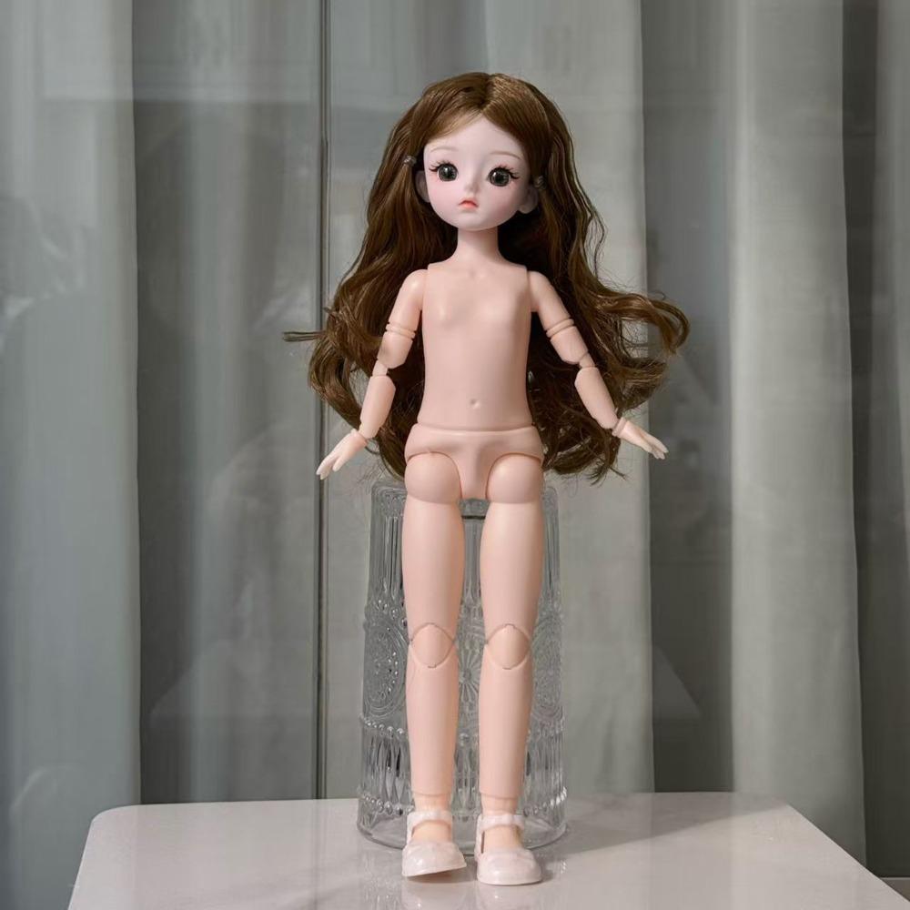 Fashion European Supermodel Nude Doll Curly Hair Dress Up 1/6 Doll Model 30cm Dark Skin Action Figure Body Children Gift