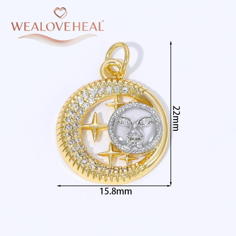18K Gold Plated Brass Metal Cubic Zirconia Sun / Cross / Horseshoe / Chili Pepper / Wings Pendants Charms For Jewelry Making