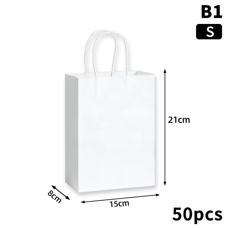 50Pcs Kraft Paper Bag Plain Rope Handle Hand Bag Gift Bag Paperbag For Christmas/Party/Shopping/Retail Business Use