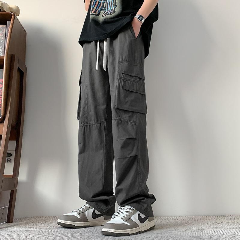 Overalls Men's Autumn New American Trend Brand Loose Casual Pants Teen Fashion Solid Color Multi-Pocket Straight Pants