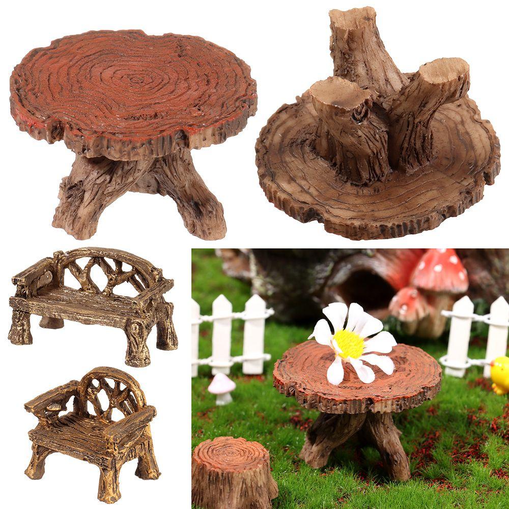 Scene Model Fairy Garden Decor Dollhouse Ornament Micro Landscapes Park Chair Figurines Mini Bench Miniature Stools Table
