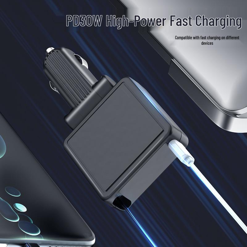 Retractable Car Charger: Foldable, Fast TYPE-C Charging for Mobile Phones